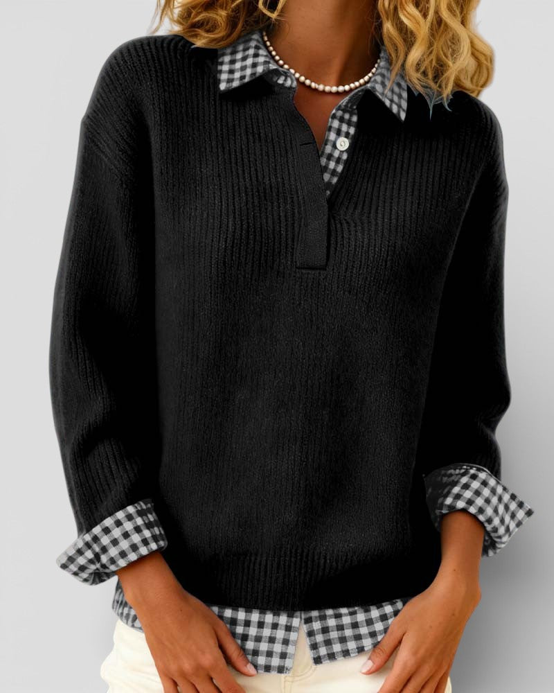 Alicia™ | Jersey de punto con detalle de cuadros