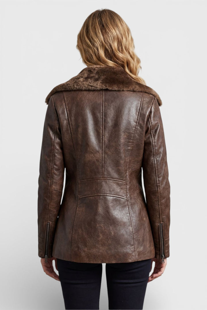 Victoria™ | Chaqueta de cuero forrada de borrego