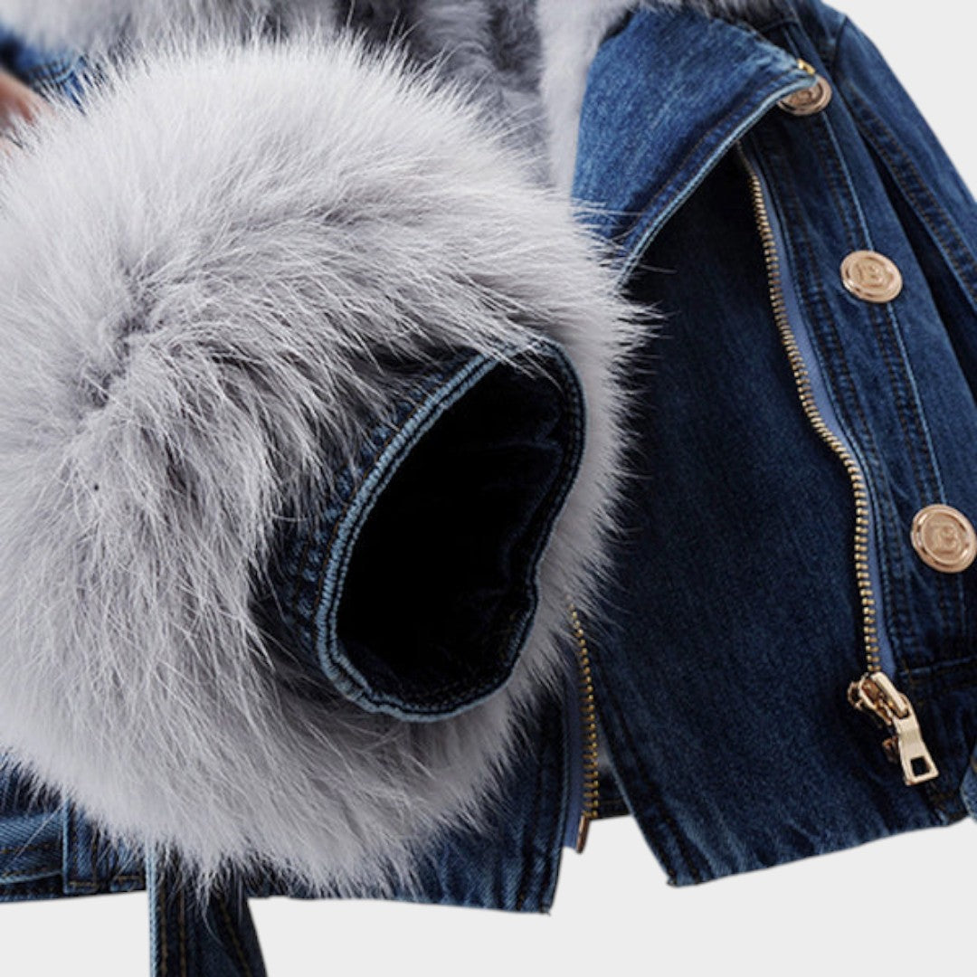 Alessia™ | Chaqueta Vaquera Mujer con Cuello de Pelo