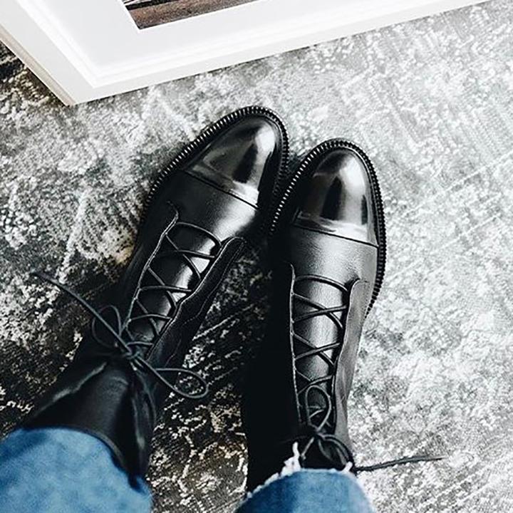 Gabriela | Botas De Cuero Sintético Negro