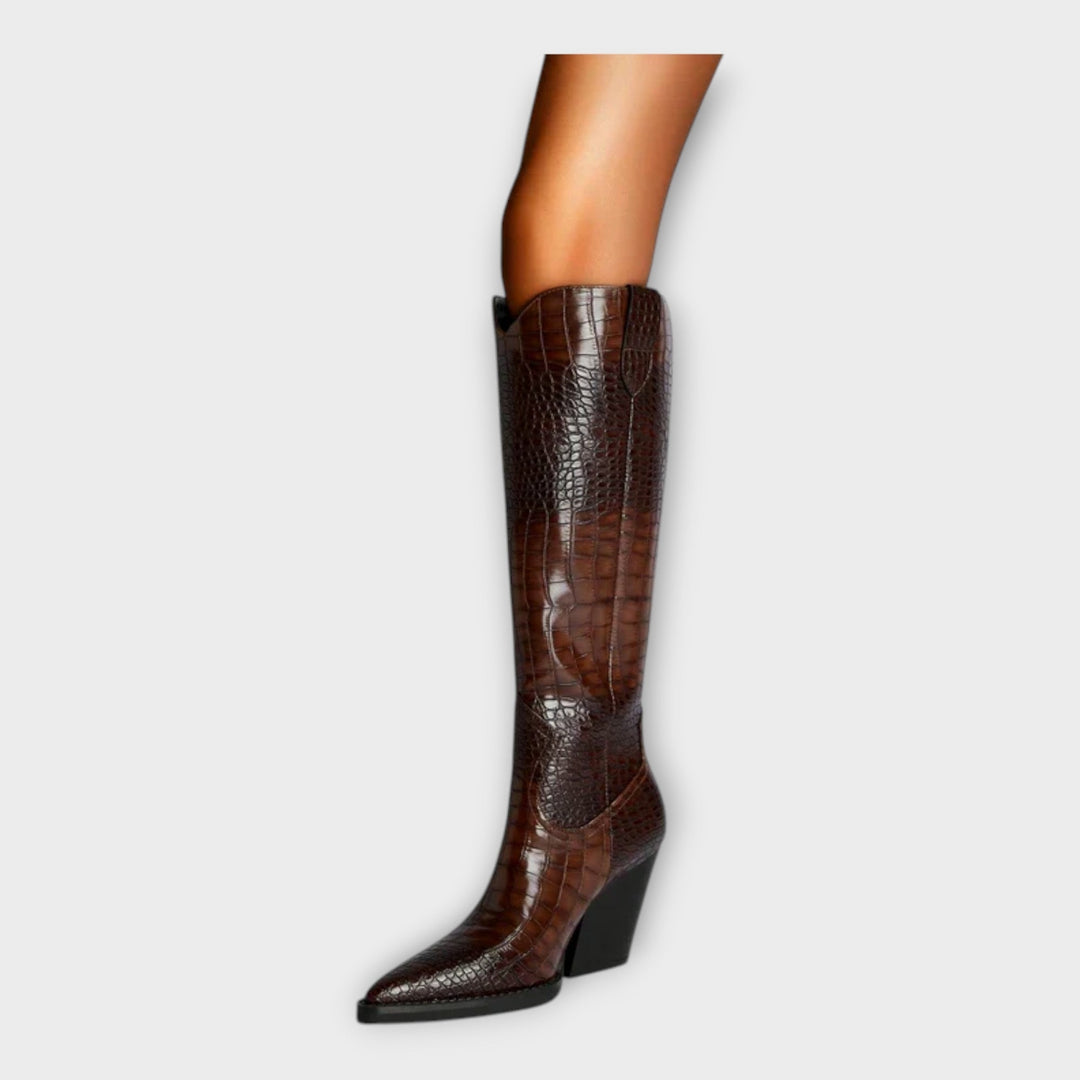 Camila | Botas Con Diseño Croco Y Tacón Elegante Diario