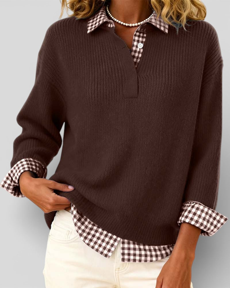 Alicia™ | Jersey de punto con detalle de cuadros