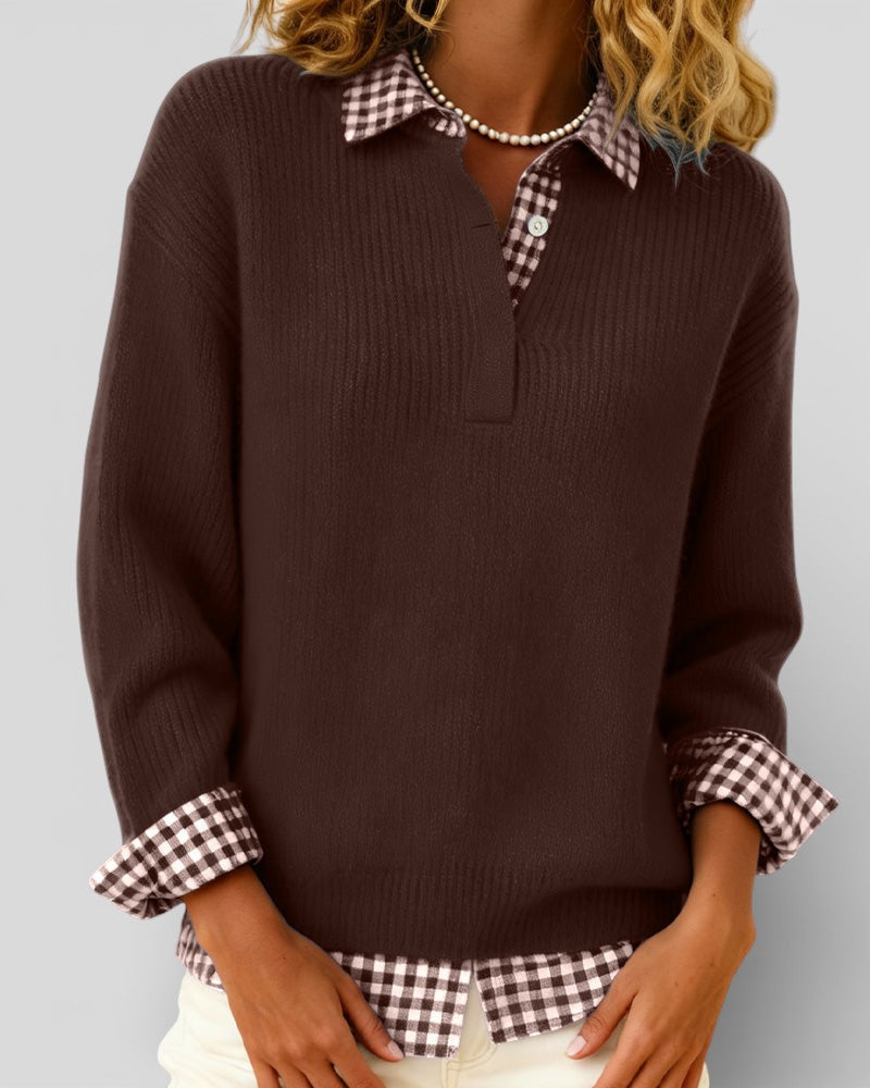 Alicia™ | Jersey de punto con detalle de cuadros